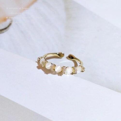 Classic Small Round Opals Gold Opening Rings For Woman 2021 New Korean Fashion Jewelry Gothic Girls Finger Sexy Accessories