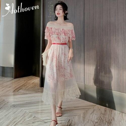 Summer Office Sexy Party Dresses Women Slash Neck Short Butterfly Sleeve Elegant Dresses Vintage Bandage Print Chiffon Dress