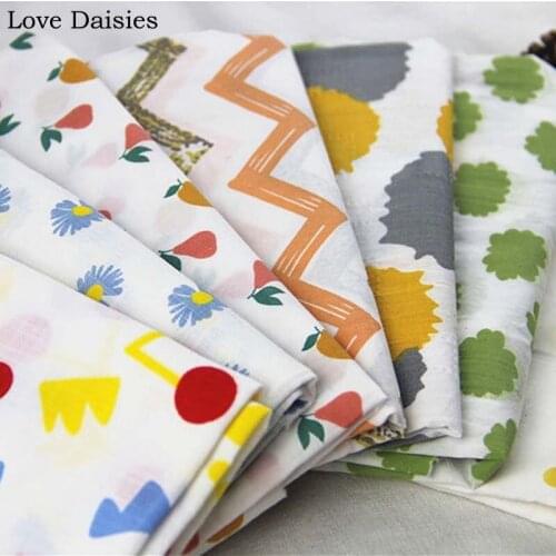New Flower Ziazag Fruit Dot Heart Animals 100% Cotton Fine Printed Thin Fabrics for DIY Handmade Summer Dress Shirt Blouse Top