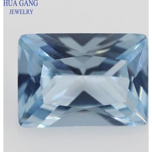 106# Light Blue Rectangle Shape Princess Cut Synthetic Spinel Stone For Jewelry Size 2x3mm~8x10mm