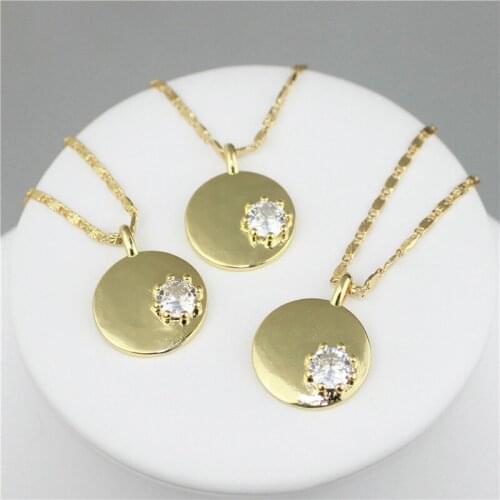18inch 10pcs/lot New design cz charm necklace,plated cute shape cubic zircon component,popular plated chain necklace wholesale