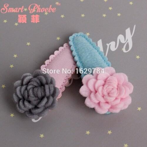 20pcs/lot Fashion Cute non-woven Felt Floral BB Hair Clips Kawaii Princess Felt Flower Girls Hairpins Kids Hair Accessories