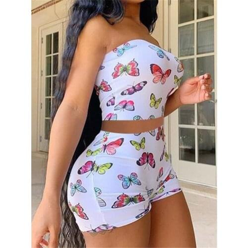 2021 Sexy Hot Pajama Summer Woman Sleeveless Tube Top & Shorts Suit 2 Pieces Pyjamas for Women plus size 3XL 4XL Sleepwear New
