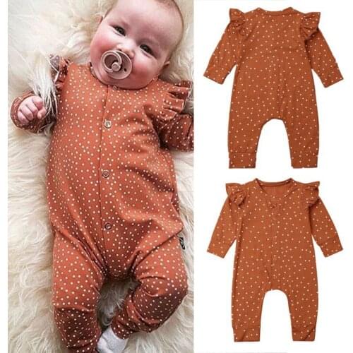 2020 Polka Dot Baby Girls Ruffles Romper Infant Newborn Baby Jumpsuit Playsuit Baby Clothes