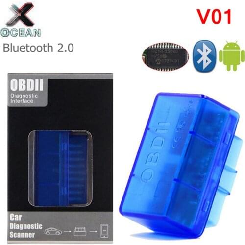 Hot Super Mini ELM327 OBD2 Bluetooth V01 V1.5 One PCB Board Car Diagnostic Tool Scanner Work Android Windows 12V Diesel