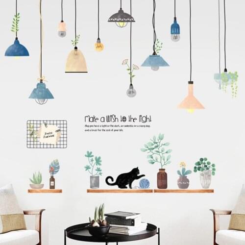 Bonsai Potted Literary Chandelier Flower Plants Wall Stickers Living Room Kitchen Window Home Decor Decorative Home Decor Decal