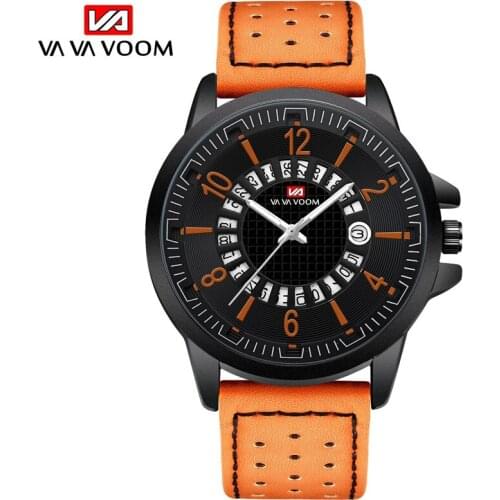 Man Mens Creativity Calendar Watches Matte Breathable Leather Military Brand Sport Wrist Watch For Men Horloges Zegarek 2021