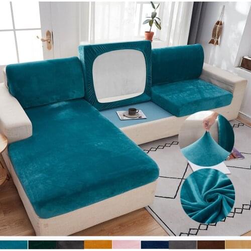 Warm Elastic Velvet Sofa Seat Cover Removable Soft Couch Cushion Slipcover Thick Washable Furniture Protector Completely Wrap
