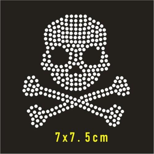 Skull Rhinestones Stickers Garment Rhinestones Thermo Crystal Applique Iron On Patches 5Pcs Strass Transfer Diamond Crafts