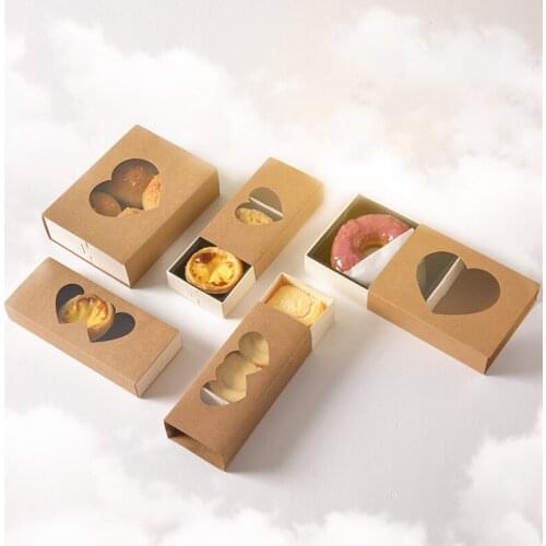 Wooden Case Sushi Box Packing Boxes Disposable Package Cookies Window-open Bread Takeaway Case Gift Box Drawer Swiss Box 10pcs