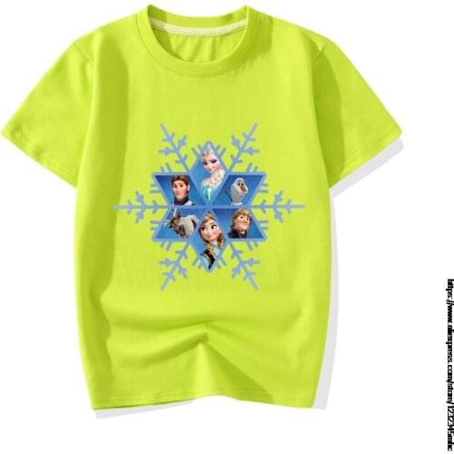 Disney Frozen Elsa T Shirt Summer Cartoon Print Baby Boy Tops Tees Kids Toddler Girls T-Shirt Casual Childrens clothes