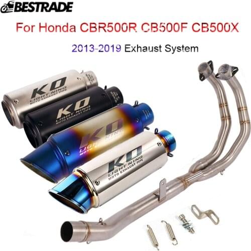 For Honda CBR500 CB500X CB500F 2013-2019 Full Exhaust System Front Header Link Pipe Slip On 51mm Muffler Tips Stainless Steel