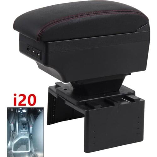 For Hyundai I20 armrest box central Store content Storage box hyundai armrest box with USB interface