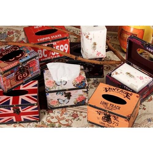 European American Retro Landscape Napkin Tissue Box Home Living Room Restaurant Hotel Table Decoration