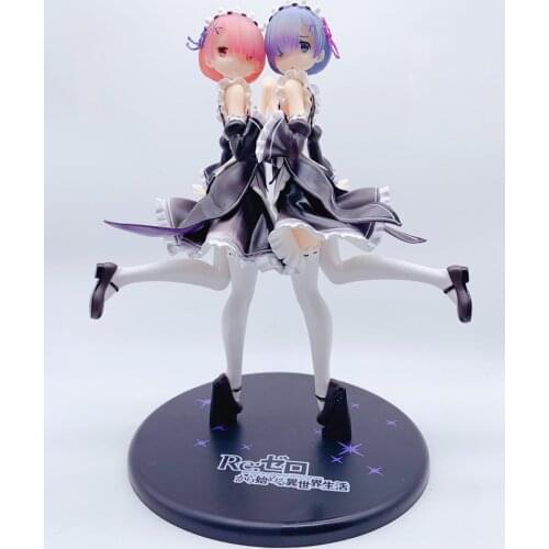 24CM Anime Re:Life in a different world from zero Rem Ram Figure Hard PVC Action Model figures Adult Collection toys free ship