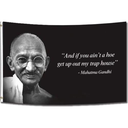 Mahatma Gandhi Flag 100D Polyester 3x5FT 90x150cm With Two Brass grommets Outdoor or Indoor Banner