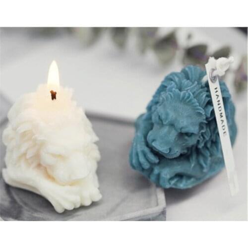 3D Lion Candle Mold Resin Crafts Handmade Lion Candle Silicone Molds DIY Soap Aromatherapy Decoration Fondant Cake Baking Mould