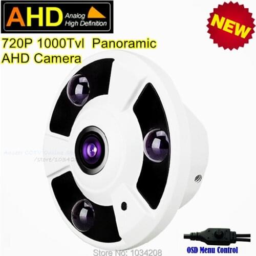 360 Degree View CCTV Indoor Home Security Analog HD Surveillance Panoramic Camera 1.0MP 720P Fisheye Infrared Dome AHD Camera