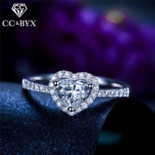 CC Rings For Women Trendy Jewelry Romantic Wedding Engagement Ringen Heart-Shaped Bridal Sterling Silver Bijoux Femme R829