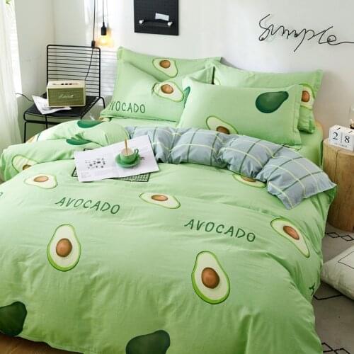 3/4pcs green Avocado Printed pure cotton Bed Linen Set Bed Set Quilt Cover Bed Sheets Single Double Queen King Size Bedding Set