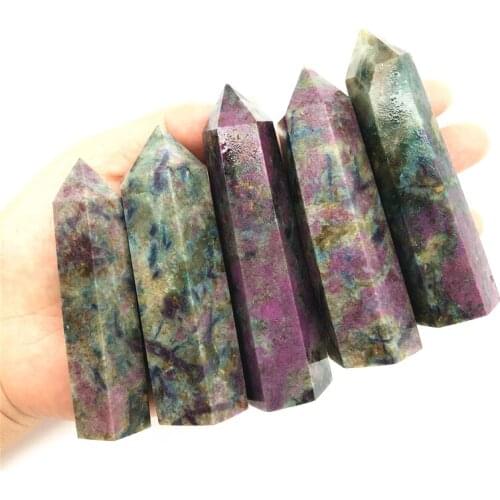 Beautiful 1PC Natural New Ruby Fuchsite Quartz Crystal Point Single Terminated Tower Chakra Healing Natural Quartz Crystals