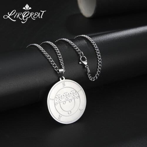 LIKGREAT Stainless Steel Pendant Necklace Men Great Prince Sitri Lesser Key of Solomon Seal kabbalah talisman Vintage Jewelry