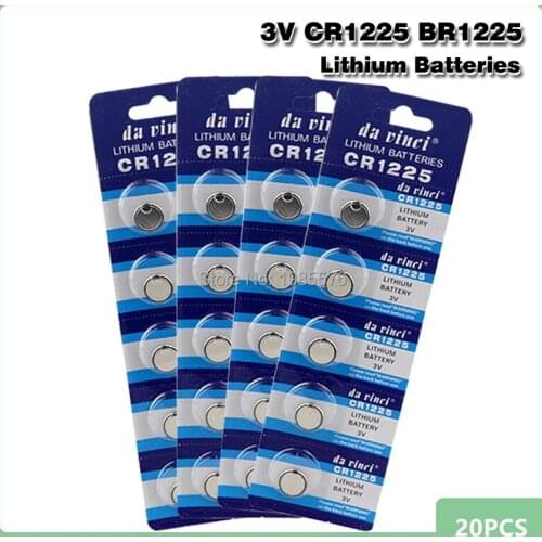 20pcs/pack CR1225 Lithium Button Battery LM1225 BR1225 KCR1225 Cell Coin Batteries 3V CR 1225 For Watch Electronic Toy Remote