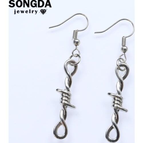 Small Wire Brambles Fish Hook Earrings Iron Barbed Wire Little Thorns Drop Earring Fashion Gothic Retro Art Unisex Jewelry Gifts