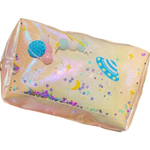 Cute Large-capacity Pencil Case Planet Quicksand Cosmetic Bag Portable Travel Supply Stationery Organizer Kawaiis Pen Bag Gift