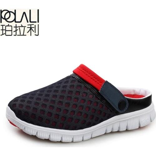 POLALI Men Summer Shoes Sandals 2020 Beach Flip Flops Mens Slippers Light Breathable Outdoor Boat Casual Shoes Big Size 36-46