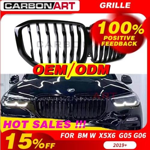 Front grille for bmw X5 G05 2019 2020 glossy black X6 G06 car styling racing grills new x5 x6 auto parts