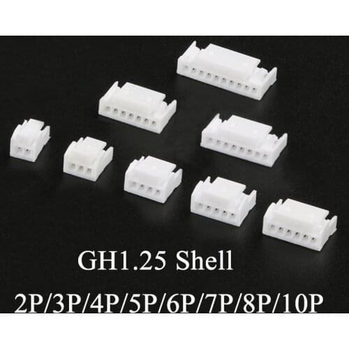50PCS GH connector 1.25mm Pitch JST GH1.25 Housing with Lock 2P 3P 4P 5P 6P 7P 8P 10P