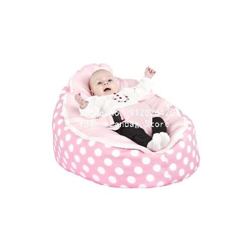 Pink polka High Quality Baby Bean Bag Chair Lounger Sleeping Bed-Nursery Portable Seat Baby Beanbag without Filling