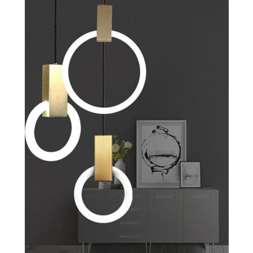 Nordic Minimalist Chandelier Bars Staircase Villa Model House Chandelier Circular Tube Chandelier Art Hall Earrings Lights led