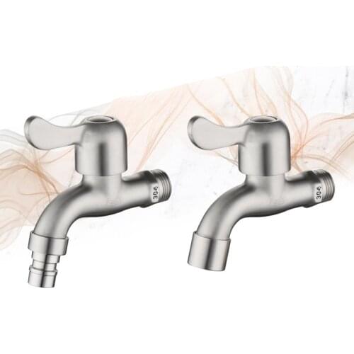 Washing Machine Faucet SUS304 Stainless Steel Washing Machine Faucet Wall Mounted Cold Tap Home Garden Cold Brushed Mop Faucets