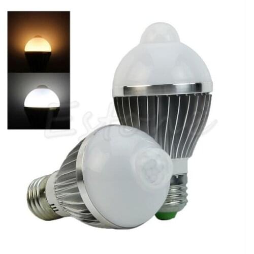 Hot IR Motion Sensor LED Bulb Spotlight Lamp E27 5W 7W 5730SMD Cool White Warm White AC 85-265V for Bedroom Hallway Cabinet