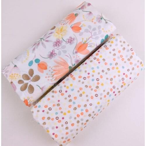 Floral Dots Leaves Printed 100% Cotton Fabric Meters for Diy Baby Dresses Cushions Blanket Sewing Cloth Bed Sheet Home Textile