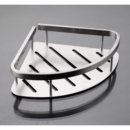 304 stainless steel bathroom corner commodity shelf single tier triangle storage