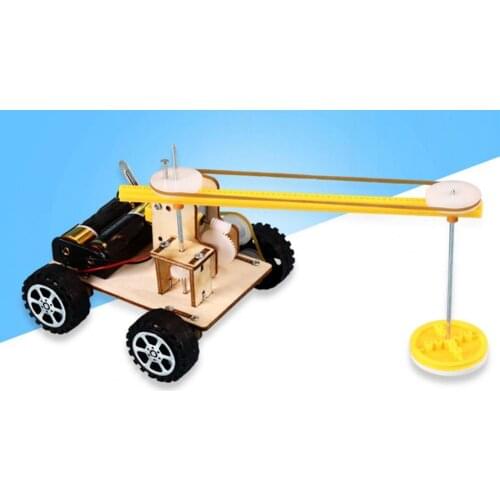Universal Experimental Car Toy Easy to Install DIY Multifunction Wood Science Learning Sweeping Robot Kit Car Model for Kids