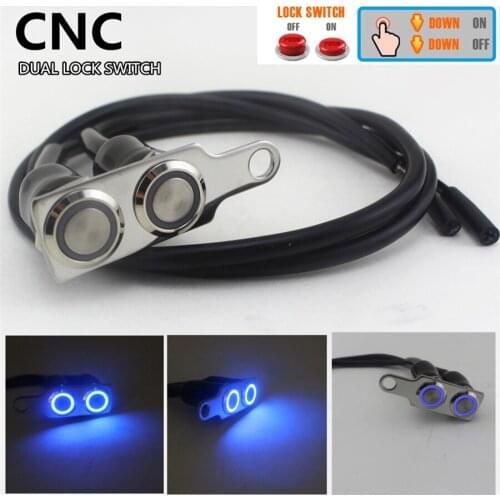 Universal Motorcycle Handlebar Switch Blue LED CNC Alloy for Motorcycle fog Light ON/OFF Dual Button Manual-return Lock Switch