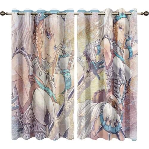 Customized Monster Hunter Manga Print Windows Curtains for Living Room Kids Bedroom Decorative Kitchen Drapes