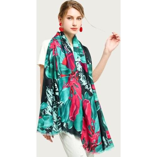 Women Large Floral Scarf Bright Soft Warm Neckwear Female Elegant Shawl Stole NEW 2021 [6766]