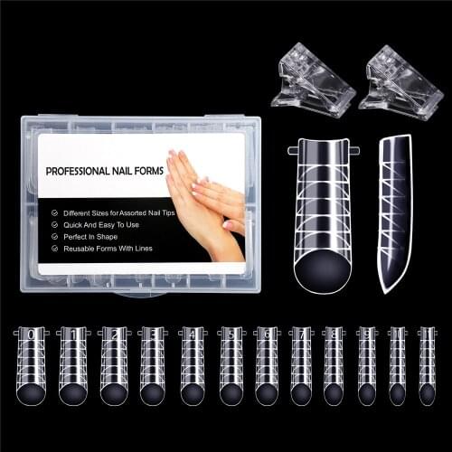 120pcs Clear Dual Forms Nail System Full Cover Quick Building Gel Mold Tips Nail Extension DIY Nails Accessoires Manicure Tools