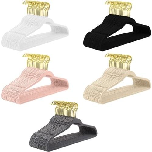 77JF 20 Pcs Non-slip Clothes Hanger Clothes Rack Coat Suit Shirt Pants Hanger Wardrobe Clothing Storage Hanging Rack