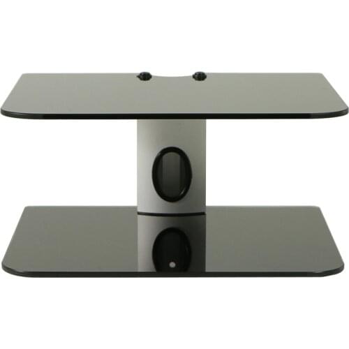 2020 DVD Wall Shelf Universal Set-top Box Wall Mount DVD Bracket Shelf with Black Strengthened Tempered Glass for Cable Box/Game