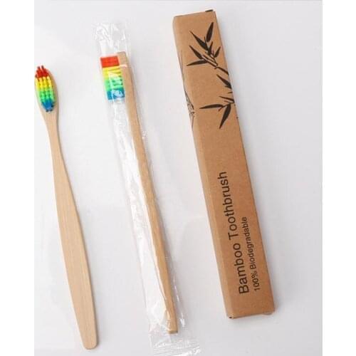 300 pcs new mixed color bamboo toothbrush Eco Friendly wooden Tooth Brush Soft bristle Tip Charcoal adults oral care toothbrush