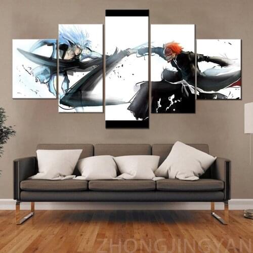 5 Piece Wall Art Canvas Anime Prints Grim Reaper Manga Figure Pictures Modern Living Room Decor Home Room Decoration Paintings