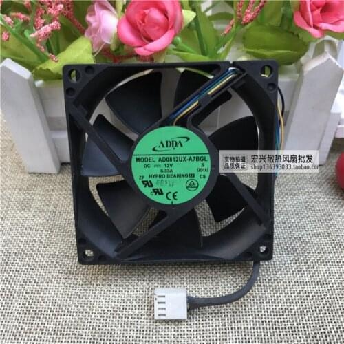 ADDA AD0812UX-A7BGL 8025 80*80*25mm DC 12V 0.33A 4pin Hypro bearing PWM axial case cooling fan