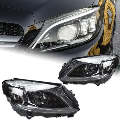 AKD Car Styling Head Lamp for Benz W205 Headlights 2014-2020 C180 C200 C260 C300 All LED Headlight LED DRL Auto Accessories