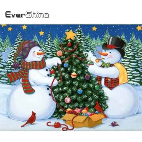 EverShine DIY 5D Diamond Embroidery Cartoon Diamond Painting Full Square Drill Snowman Needlework Winter Cross Stitch Wall Decor